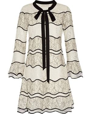 Sachin & Babi Slipper Tie-Front Paneled Lace Mini Dress - Gray