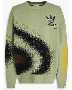 adidas Embroidered Jacquard-Knit Jumper - Green
