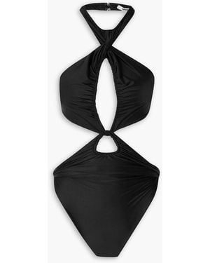 Supriya Lele Twisted Cutout Stretch-jersey Halterneck Bodysuit - Black