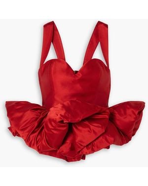 Miss Sohee Duchesse Silk-blend Satin Peplum Top - Red
