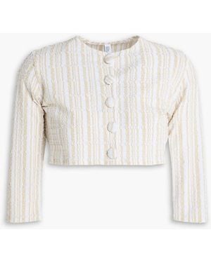 Lisa Marie Fernandez Cropped cardigan aus stretch-seersucker mit streifen - Weiß