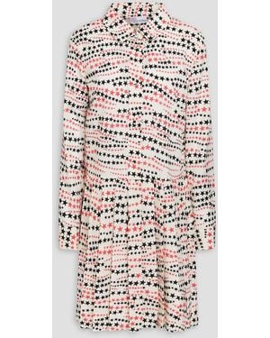 RED Valentino Pleated Printed Chiffon Mini Dress - White