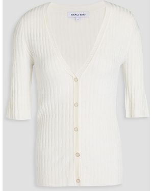 Veronica Beard Calliope Ribbed-Knit Top - White