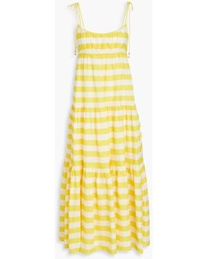 Zimmermann Tiered Striped Cotton Maxi Dress - Yellow