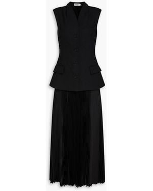Jonathan Simkhai Mehrlagiges midikleid aus satin und twill - Schwarz
