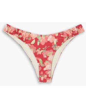 Peony Curve bikini-höschen aus stretch-econyl® mit blumenprint und raffungen - Rot