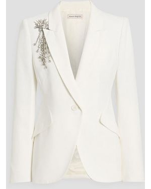 McQueen Crystal-Embellished Crepe Blazer - Natural