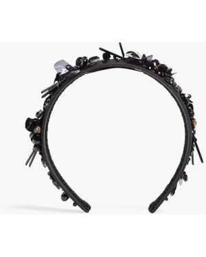 Erdem Embellished Silk-Satin Headband - Black