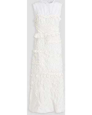 Cecilie Bahnsen Midikleid "vanda" aus faille mit raffung und rüschen - Weiß