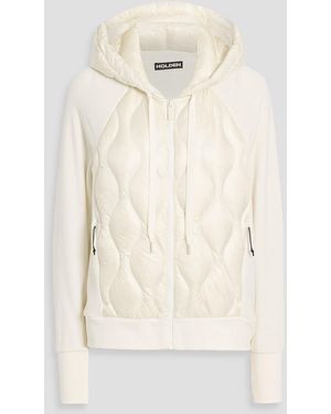Holden Fleece-Paneled Quilted Shell Down Hoodie - Natural