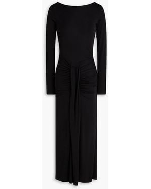 STAUD Gres Draped Jersey Midi Dress - Black