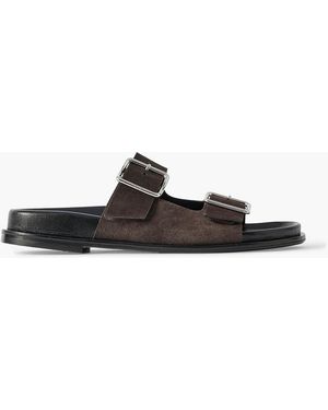 Aeyde Meena Bucked Suede Sandals - Black