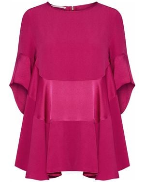 Antonio Berardi Draped Satin-Paneled Crepe Blouse - Pink