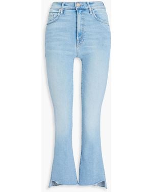 Mother The Insider Crop Distressed High-rise Bootcut Jeans - Blue