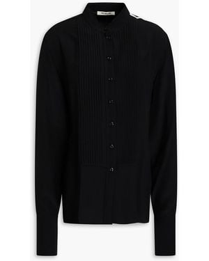 Peter Do Pintucked Silk Crepe De Chine Shirt - Black