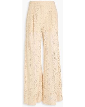 Zimmermann Pleated Cotton-Blend Corded Lace Wide-Leg Trousers - Natural