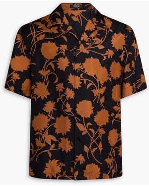 Versace Floral-Print Silk-Twill Shirt - Brown