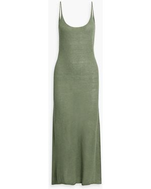 Onia Open-back Crochet-knit Linen Midi Dress - Green