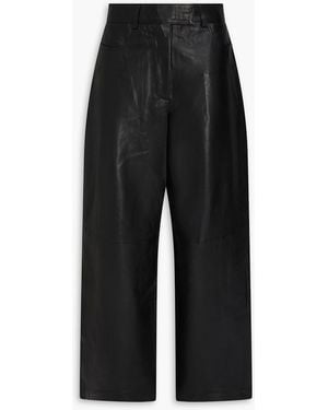 REMAIN Birger Christensen Leather Wide-Leg Trousers - Black