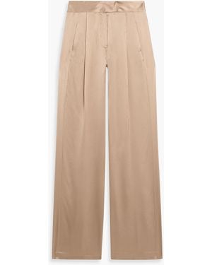 Michelle Mason Silk-Satin Wide-Leg Pants - Natural