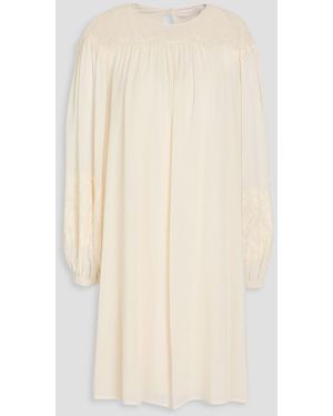 See By Chloé Corded Lace-Paneled Georgette Mini Dress - Natural