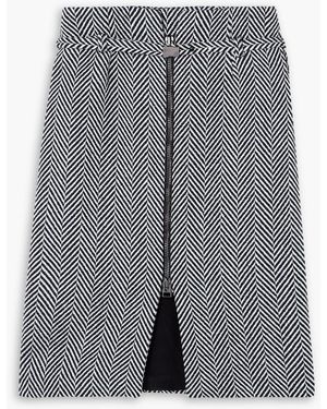 Tom Ford Belted Herringbone Wool-Blend Skirt - Gray