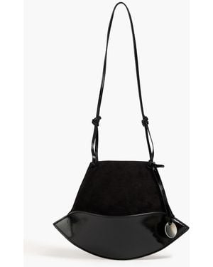 STAUD Mona Suede And Patent-Leather Bucket Bag - Black