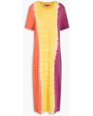 The Elder Statesman Tie-Dyed Cotton And Linen-Blend Jersey Midi Dress - Orange