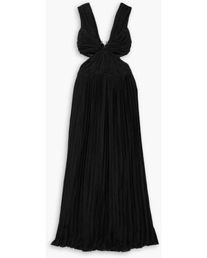 Chloé Cutout Pleated Silk-chiffon Gown - Black