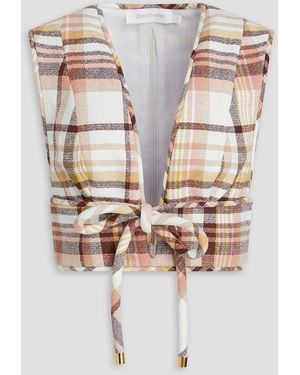 Zimmermann Cropped Bow-detailed Linen And Cotton-blend Vest - White