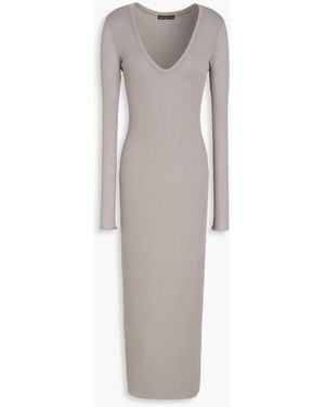 James Perse Ribbed Cotton And Cashmere-Blend Midi Dress - Grey