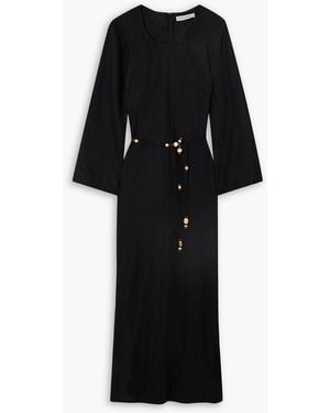 Faithfull the Brand Galea Belted Bead-embellished Linen Maxi Dress - Black