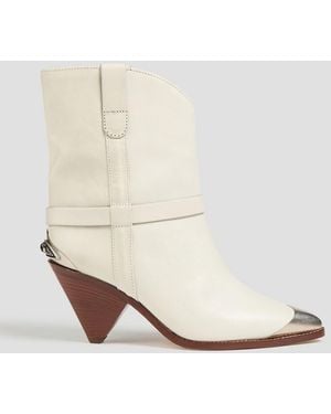 Isabel Marant Lamsy Embellished Leather Ankle Boots - Natural