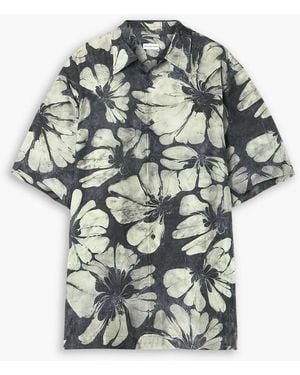 Dries Van Noten Floral-Print Silk-Voile Shirt - Grey