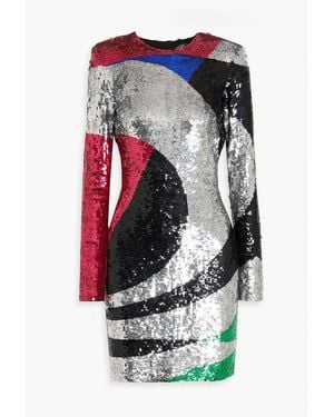 Balmain Embellished Crepe Mini Dress - Metallic