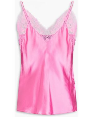 Maje Lace-trimmed Satin Camisole - Pink
