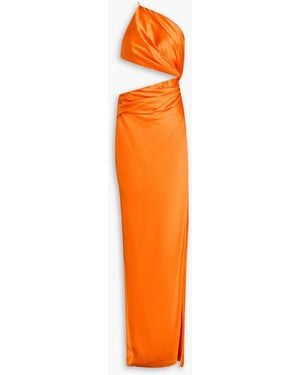 The Sei One-shoulder Draped Cutout Silk-satin Gown - Orange