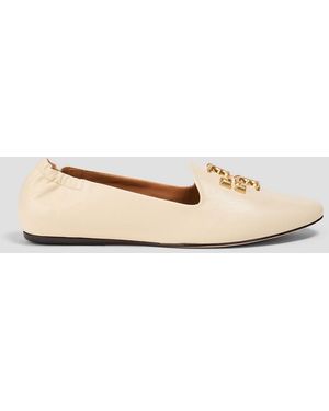 Tory Burch Eleanor Embellished Leather Loafers - Natural