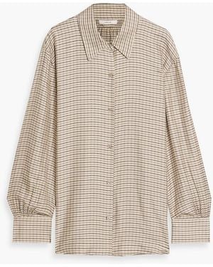 Vince Checked Satin Shirt - Natural