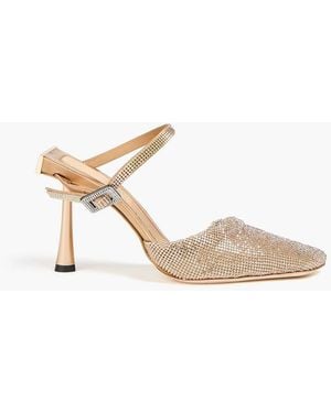 Benedetta Bruzziches Elena Crystal-Embellished Satin Mules - Metallic