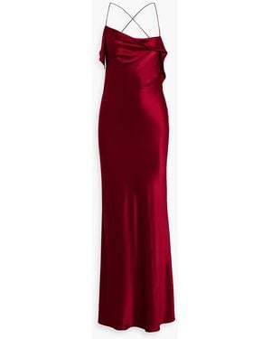 Michelle Mason Draped Silk-Satin Gown - Red