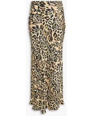 Nanushka Sabeen Leopard-Print Silk-Twill Maxi Skirt - Metallic