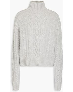 Autumn Cashmere Cropped Cable-knit Turtleneck Sweater - White