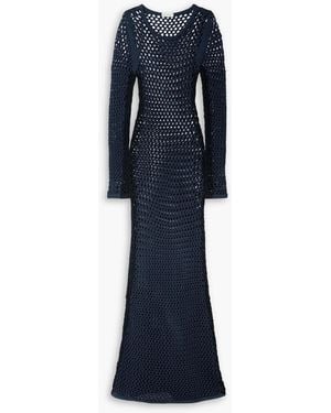DIOTIMA Mount Two-tone Cotton-blend Maxi Dress - Blue