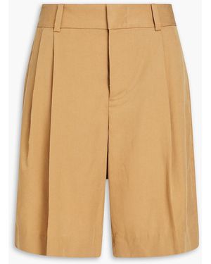 Vince Pleated Tm-blend Twill Shorts - Natural