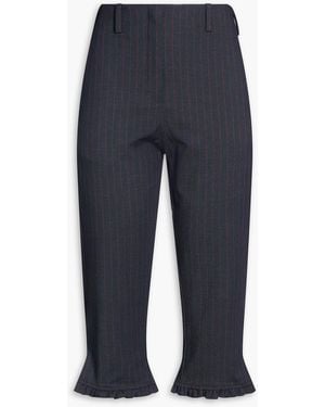 Ganni Pinstriped Twill Capri Trousers - Blue
