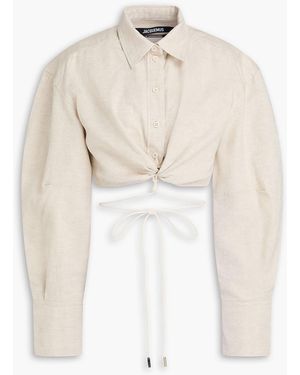 Jacquemus Plidao Cropped Cotton And Linen-Blend Shirt - White