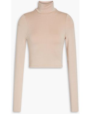 The Range Cropped Stretch-modal Jersey Turtleneck Top - White