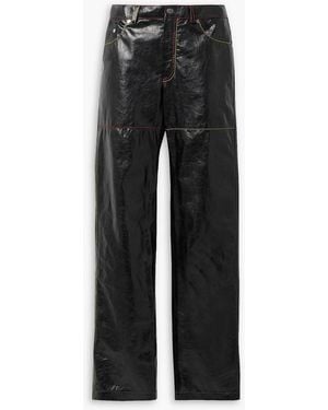 Peter Do Crinkled-leather Straight-leg Trousers - Black