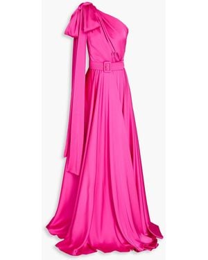 Rhea Costa Kira Belted Satin Gown - Pink